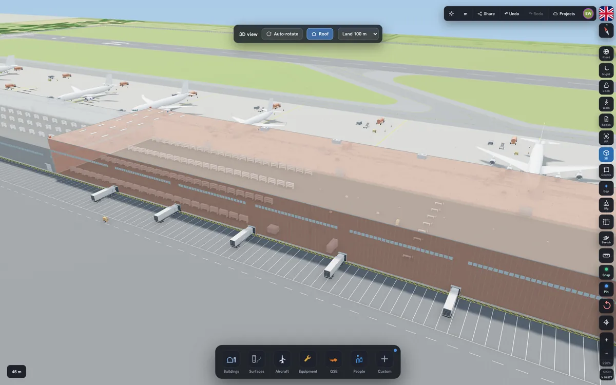 Cargo terminal, warehouse and cargo stands